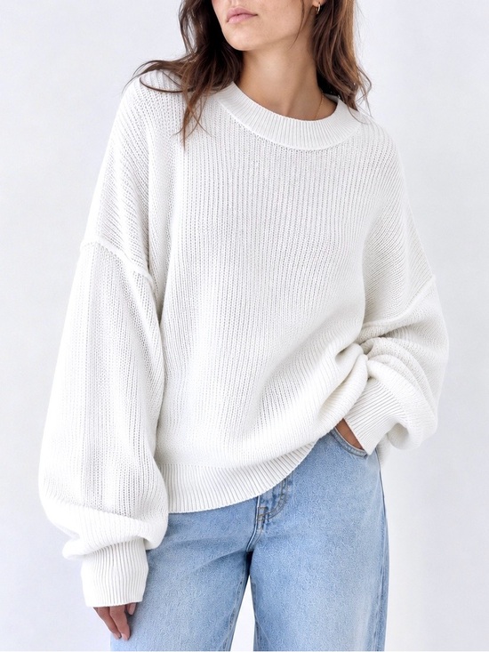 aerie Sweaters - Aerie White Oversized Ribbed Cotton Sweater NWT M/L